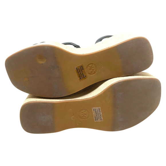 NEW Michael Kors Hazel Black Tubular Leather Platform Strappy Sandals Sz 7 NWOB - Picture 9 of 10